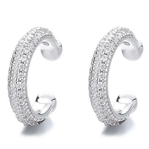 Silver Earring Zircon pavent Sterling, argent sterling 925, Placage, styles différents pour le choix & pavé de micro zircon & pour femme, couleur platine, Vendu par PC