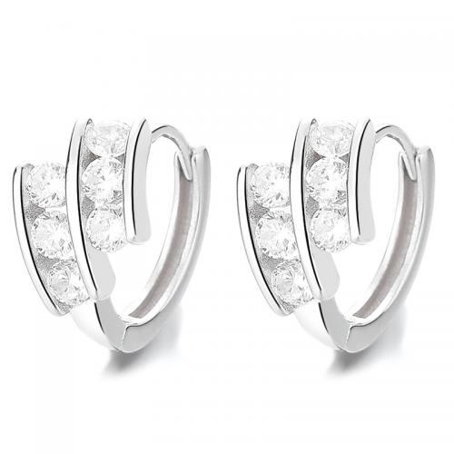 Silver Earring Zircon pavent Sterling, argent sterling 925, Placage, pavé de micro zircon & pour femme, plus de couleurs à choisir Vendu par paire