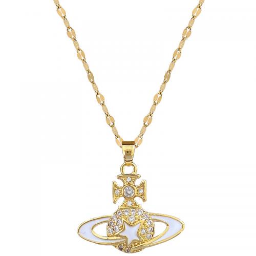 Acier titane collier, avec laiton, avec 2inch chaînes de rallonge, Placage de couleur d'or, pour femme & émail & avec strass Environ 15.7 pouce, Vendu par PC