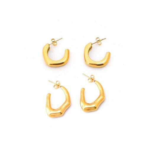 Boucles d'oreilles en acier titane, Plaqué or 18K, bijoux de mode & styles différents pour le choix & pour femme, doré, Vendu par paire