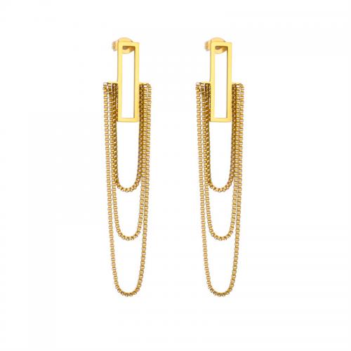 Boucles d'oreilles en acier titane, bijoux de mode & pour femme, doré, 70mm, Vendu par paire