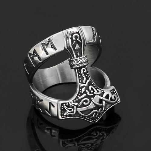 Anillo de dedo de acero Titanium de, Partículas de acero, Vintage & diverso tamaño para la opción & para hombre, plateado, Vendido por UD