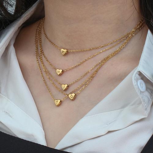 Collier de bijoux de titane, Acier titane, avec 5CM chaînes de rallonge, coeur, Placage de couleur d'or, modèles différents pour le choix & pour femme, plus de couleurs à choisir cm, Vendu par PC[