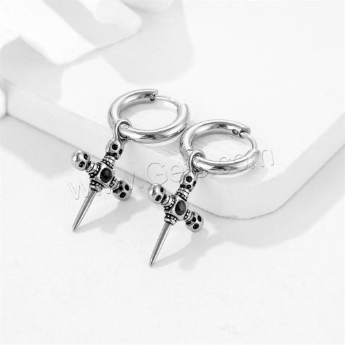 Boucles d'oreilles en acier titane, croix, Placage, bijoux de mode, argent Vendu par PC