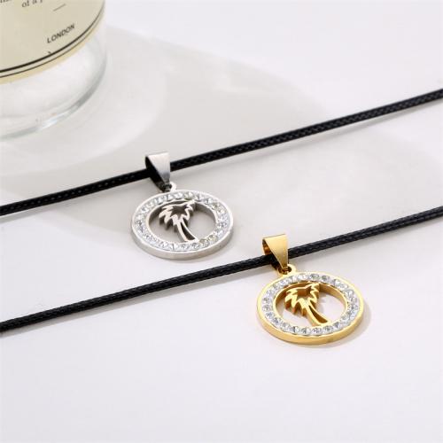 Rhinestone Stainless Steel Pendants, 304 Stainless Steel, Round, plated, DIY & with rhinestone 20mm 