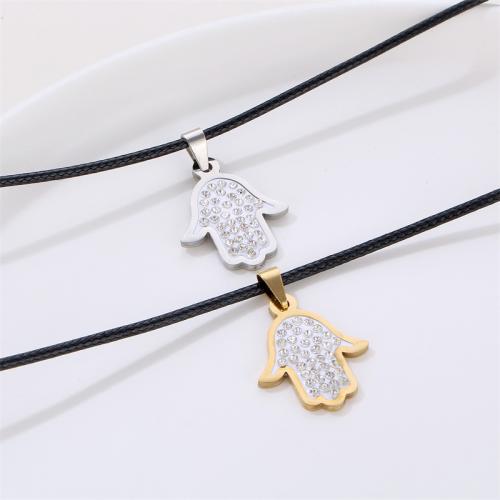 Rhinestone Stainless Steel Pendants, 304 Stainless Steel, Hand, plated, DIY & with rhinestone 24mm 