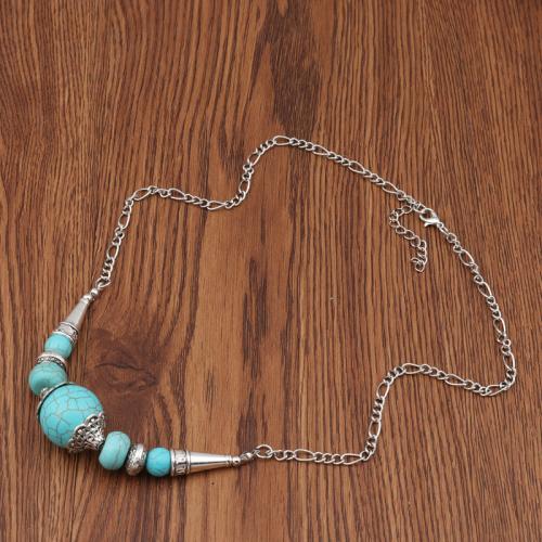 Turquoise Zinc Alloy Necklace, with turquoise, with 5cm extender chain, plated, fashion jewelry & for woman Approx 55 cm [