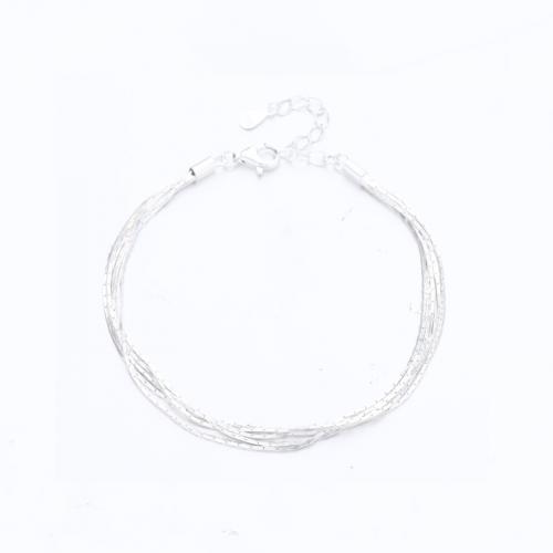 Sterling Silber Armbänder, 925 Sterling Silber, mit Verlängerungskettchen von 4CM, plattiert, für Frau, Silberfarbe, Länge:ca. 16 cm, verkauft von PC