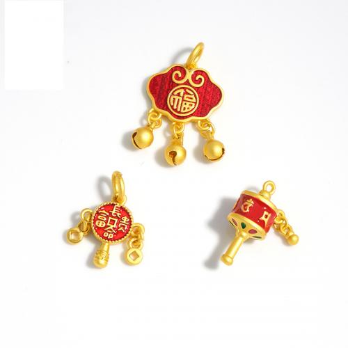 Zinc Alloy Enamel Pendants, plated, DIY golden 