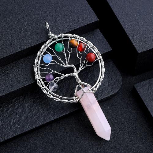 pendentif en alliage zinc à gemme , Pierre naturelle, avec alliage de zinc, Arbre de vie, Placage de couleur argentée, DIY & différents matériaux pour le choix, plus de couleurs à choisir Vendu par PC[