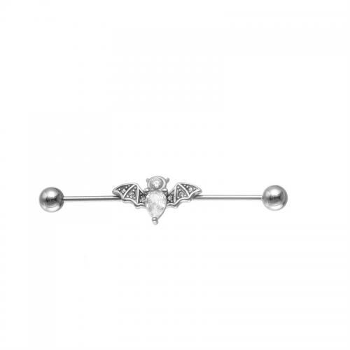 Boucles d'oreilles en acier titane, Placage, bijoux de mode & avec strass, argent Vendu par PC