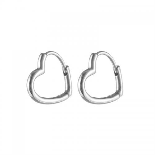 Boucles d'oreilles en acier titane, coeur, Placage, bijoux de mode, argent Vendu par PC