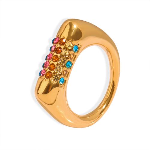 Anillo de dedo de acero Titanium de, Partículas de acero, chapado, diverso tamaño para la opción & para mujer & con diamantes de imitación, más colores para la opción, Vendido por UD