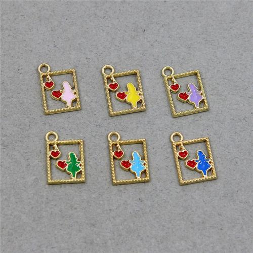 Zinc Alloy Enamel Pendants, Rectangle, plated, fashion jewelry & DIY & hollow Approx [