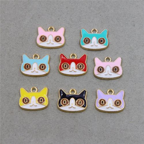 Zinc Alloy Enamel Pendants, Cat, KC gold color plated, fashion jewelry & DIY Approx [