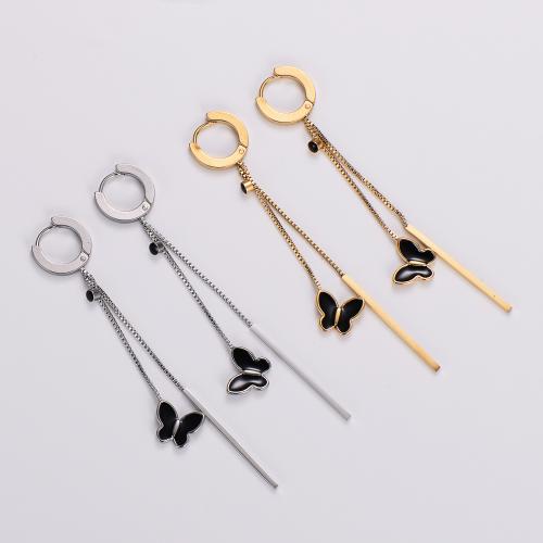 Stainless Steel Drop Earring, 316L Stainless Steel, Butterfly, fashion jewelry & for woman & enamel 80mm 