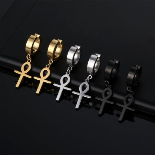 Boucles d'oreilles en acier titane, bijoux de mode & unisexe, plus de couleurs à choisir, length 36mm, inner diameter 9mm, Vendu par PC