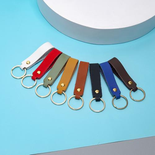 PU Leather Key Chain, with Iron, fashion jewelry & Unisex 