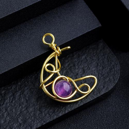 Gemstone Zinc Alloy Pendants, Natural Stone, with Zinc Alloy, Bullet, gold color plated, DIY [