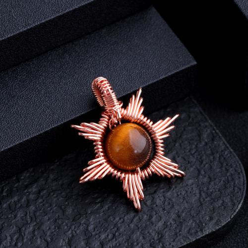 Gemstone Zinc Alloy Pendants, Natural Stone, with Zinc Alloy, Flower, rose gold color plated, DIY [