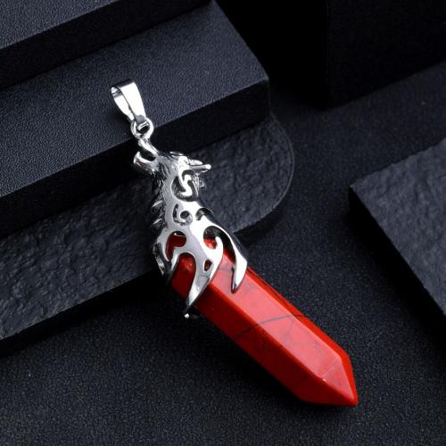 Gemstone Zinc Alloy Pendants, Natural Stone, with Zinc Alloy, silver color plated, DIY [