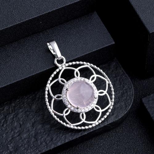 pendentif en alliage zinc à gemme , Pierre naturelle, avec alliage de zinc, fleur, Placage de couleur argentée, DIY & différents matériaux pour le choix, plus de couleurs à choisir Vendu par PC