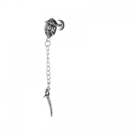 Boucles d'oreilles en acier titane, crane, Placage, bijoux de mode, argent Vendu par PC