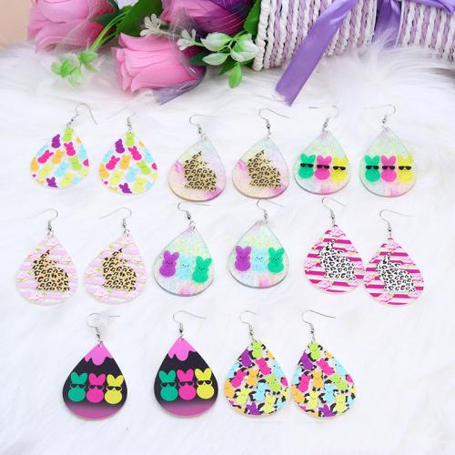 Acrylic Drop Earring, Teardrop, printing, fashion jewelry & for woman 