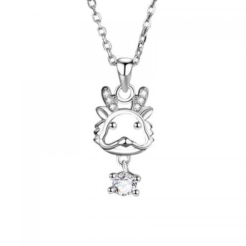 Zircon cubique Micro Pave collier en argent sterling, argent sterling 925, avec 5CM chaînes de rallonge, Placage, pavé de micro zircon & pour femme, couleur platine Environ 40 cm, Vendu par PC