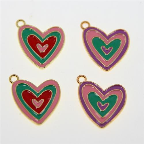 Zinc Alloy Enamel Pendants, Heart, KC gold color plated, fashion jewelry & DIY, mixed colors Approx 