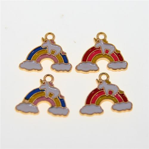 Zinc Alloy Enamel Pendants, Rainbow, KC gold color plated, fashion jewelry & DIY Approx 