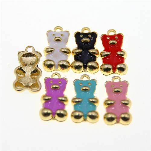 Zinc Alloy Enamel Pendants, Bear, KC gold color plated, fashion jewelry & DIY Approx 