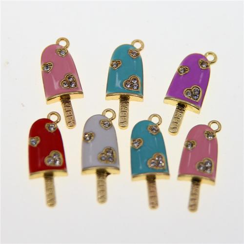 Zinc Alloy Enamel Pendants, KC gold color plated, fashion jewelry & DIY & with rhinestone Approx 