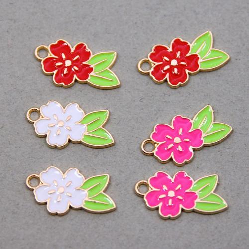 Zinc Alloy Enamel Pendants, Flower, KC gold color plated, fashion jewelry & DIY Approx 