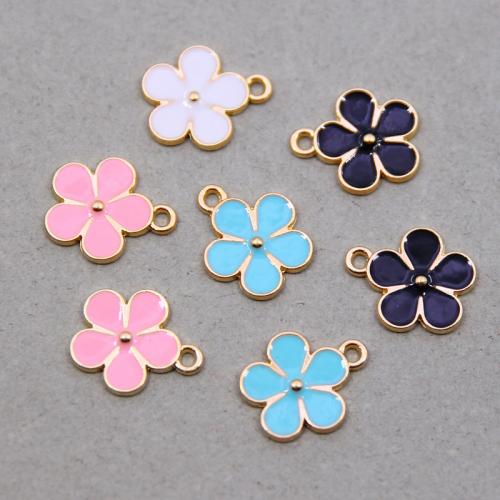 Zinc Alloy Enamel Pendants, Flower, KC gold color plated, fashion jewelry & DIY Approx 