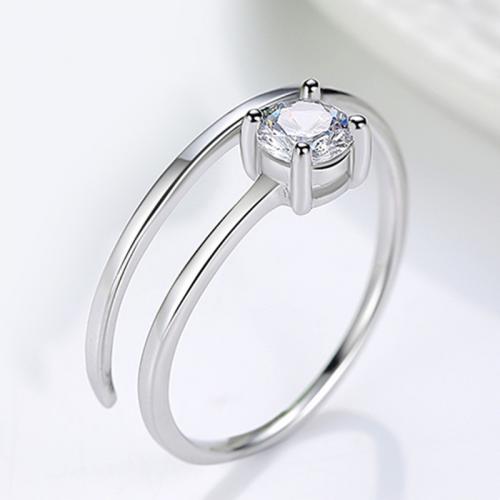 Bague en argent , Argent sterling 925, bijoux de mode & pour femme & avec strass Vendu par PC