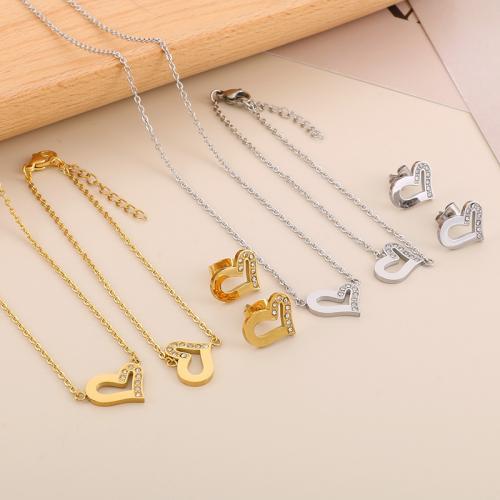 Joyería de acero inoxidable de diamantes de imitación, acero inoxidable 304, Corazón, diferentes estilos para la opción & para mujer & con diamantes de imitación, más colores para la opción, Vendido por UD