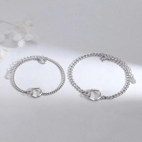 Brass Couple Bracelet, platinum plated & for couple 