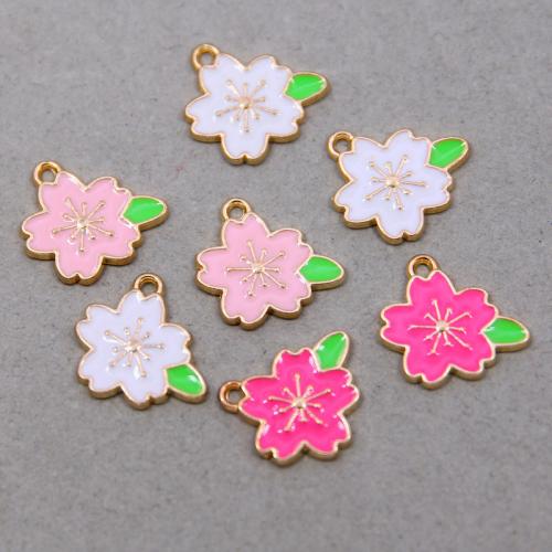 Zinc Alloy Enamel Pendants, Flower, KC gold color plated, fashion jewelry & DIY Approx 