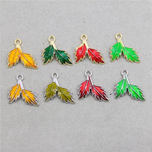 Zinc Alloy Enamel Pendants, Leaf, plated, fashion jewelry & DIY Approx 