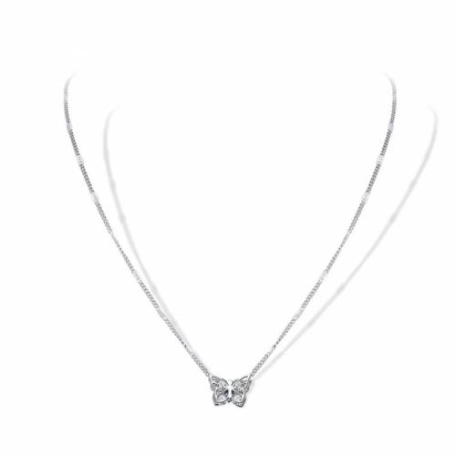 Collier de bijoux de titane, Acier titane, avec zircon cubique, avec 5cm chaînes de rallonge, papillon, bijoux de mode & pour femme, couleur originale, protéger l'environnement, sans nickel, plomb et cadmium Environ 46 cm, Vendu par PC