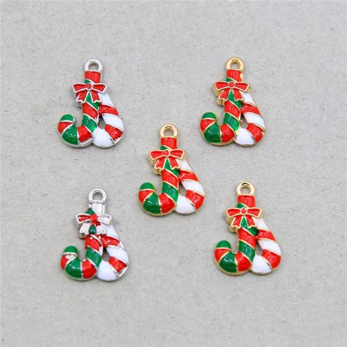 Zinc Alloy Enamel Pendants, Christmas Candy Cane, plated, fashion jewelry & DIY Approx 