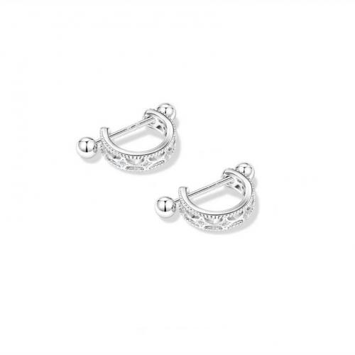 Silver Earring Zircon pavent Sterling, Argent sterling 925, bijoux de mode & pavé de micro zircon & pour femme, 18mm, Vendu par paire