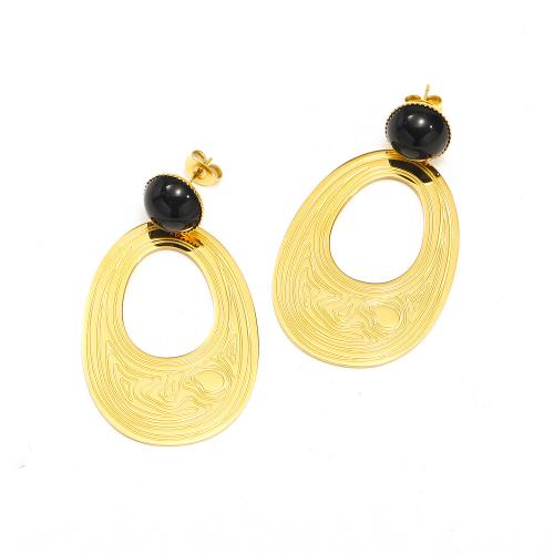 Boucles d'oreilles en acier titane, avec Acrylique, bijoux de mode & pour femme, doré Vendu par paire