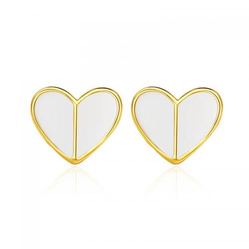 Sterling Silver Stud Earring, 925 Sterling Silver, Heart, plated, for woman & epoxy gel 