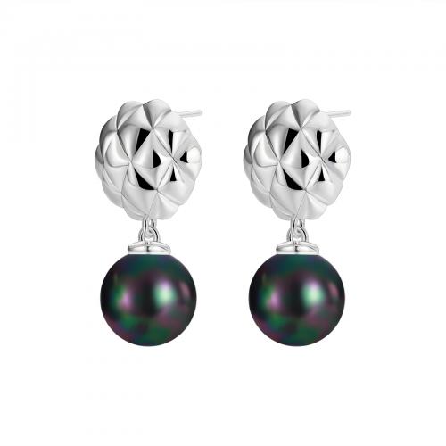 Brass Drop Earring, with Plastic Pearl, fashion jewelry & for woman [