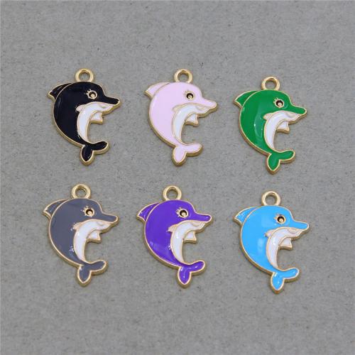 Zinc Alloy Enamel Pendants, Dolphin, plated, fashion jewelry & DIY Approx [