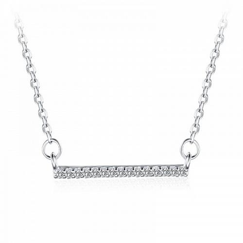 Zirkonia Mikro pflastern Sterlingsilber-Halskette, 925er Sterling Silber, mit Verlängerungskettchen von 5cm, Modeschmuck & Micro pave Zirkonia & für Frau, Länge:ca. 45 cm, verkauft von PC