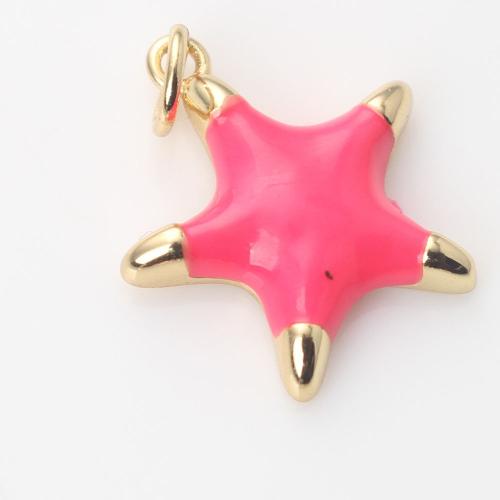 Enamel Brass Pendants, Star, gold color plated, DIY 