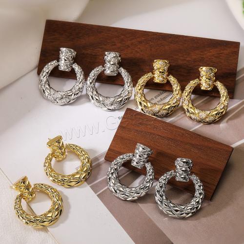 Cubic Zirconia Micro Pave Brass Earring, plated, fashion jewelry & micro pave cubic zirconia 